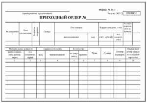 Приходный ордер М-4