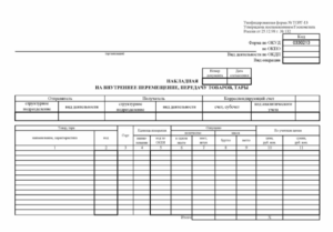 Форма ТОРГ-13: накладная на внутреннее перемещение, передачу товаров, тары